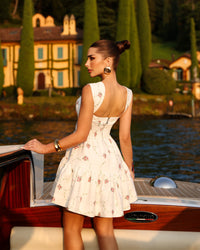 Vestido Curto de Crepe Floral Eva