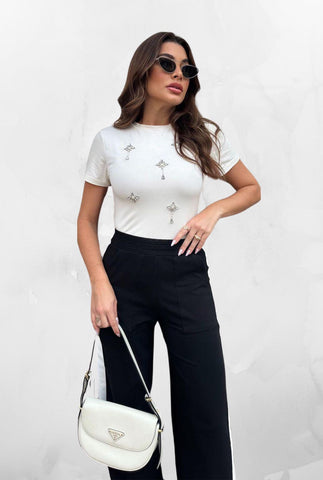 Body com Pedrarias Sarah Off White
