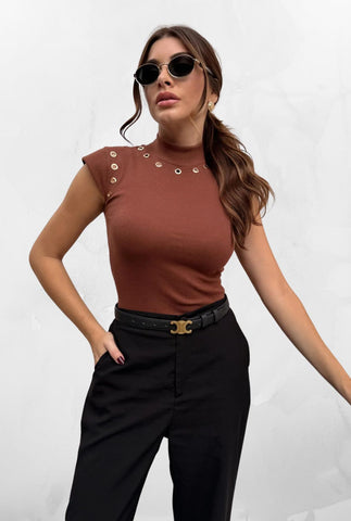 Blusa com Detalhes Lavinea Marrom
