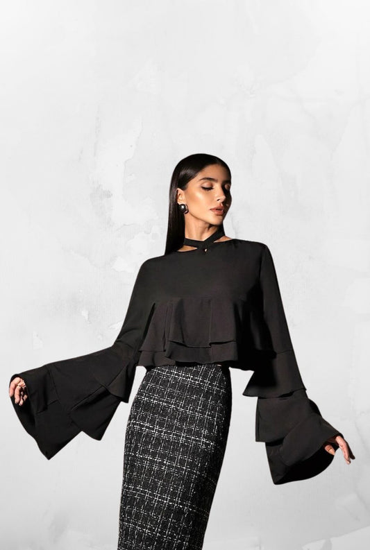Saia Midi Tweed Soul - Preto