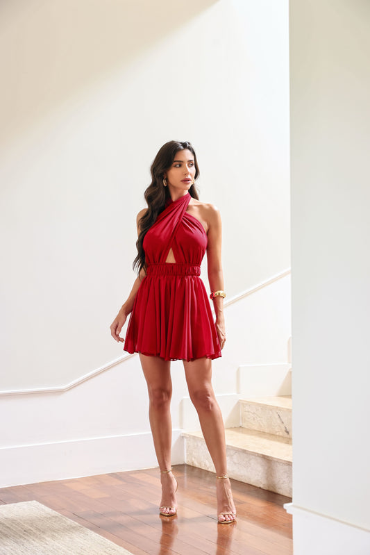Vestido Macaquinho Frente Única Belle Vermelho