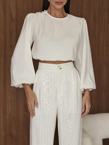 Calça Pantalona Risca Giz Luana