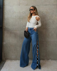 Blusa Manga Longa com Abertura nos Ombros Off White