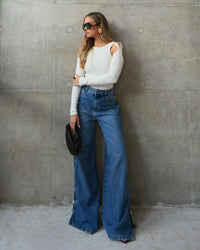 Blusa Manga Longa com Abertura nos Ombros Off White