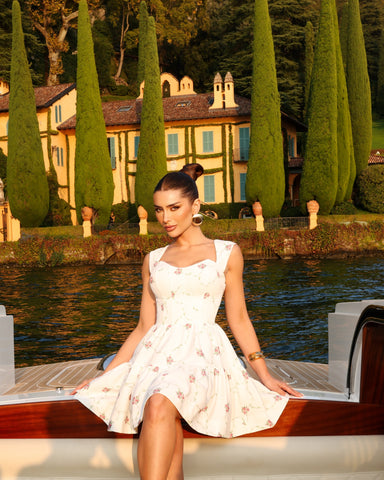 Vestido Curto de Crepe Floral Eva