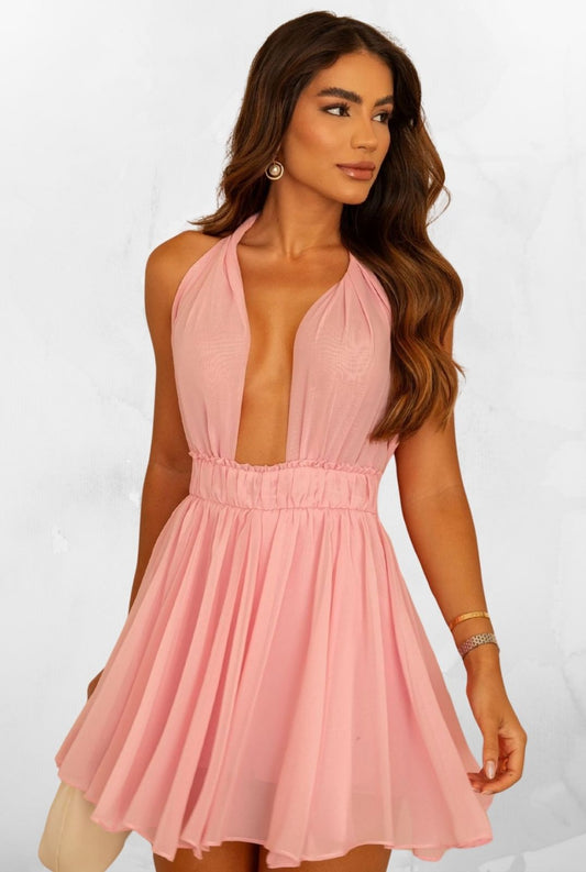 Vestido Macaquinho Frente Única Belle Rosa Claro