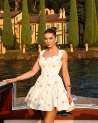 Vestido Curto de Crepe Floral Eva