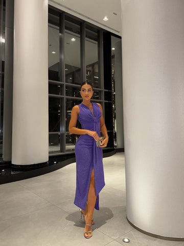 Vestido Longuete Lurex Shine Roxo