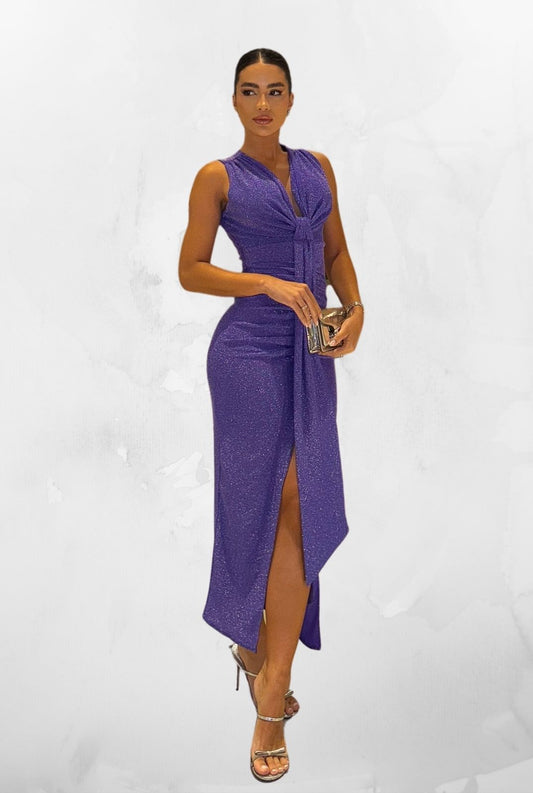 Vestido Longuete Lurex Shine Roxo
