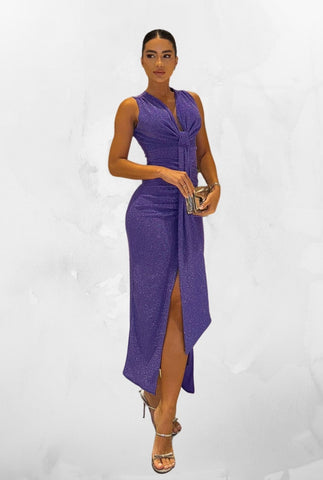 Vestido Longuete Lurex Shine Roxo
