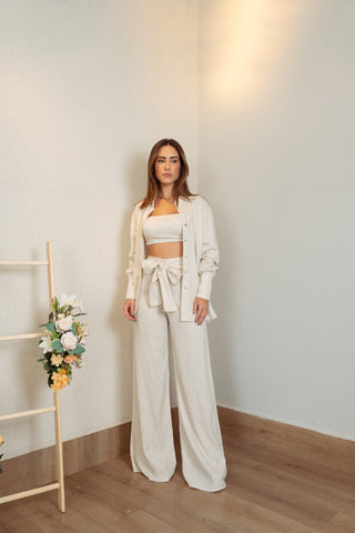 Calça Pantalona Linho Flora