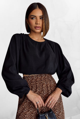 Blusa Manga Balonê Elisa Preto