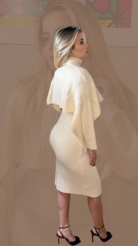Vestido Tricot Gola Winter Areia