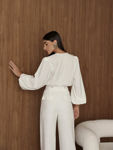 Calça Pantalona Risca Giz Luana