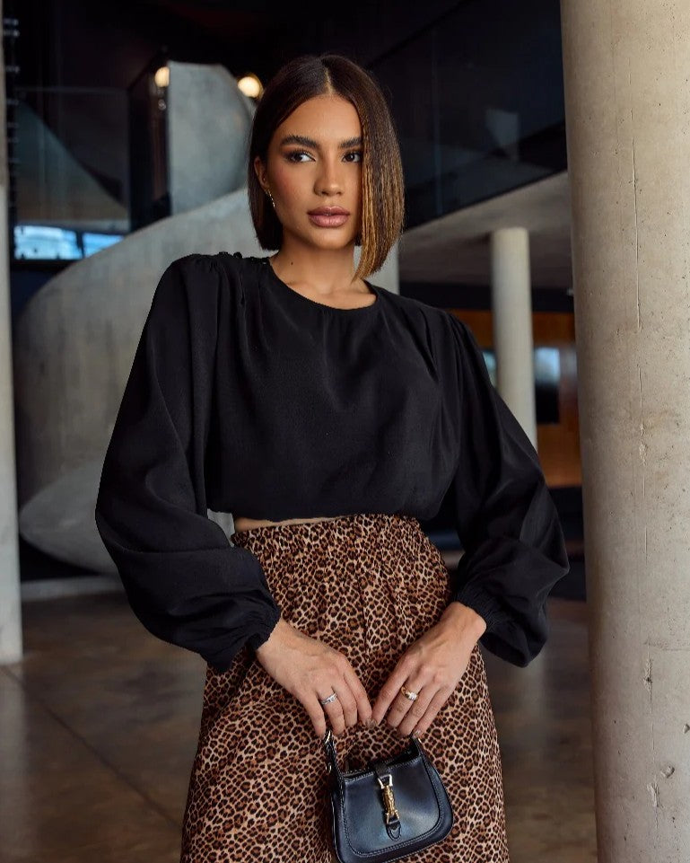 Blusa Manga Balonê Elisa Preto