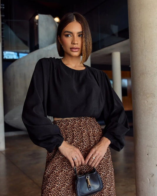 Blusa Manga Balonê Elisa Preto