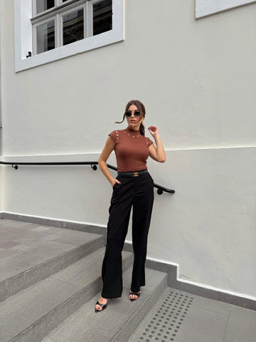 Blusa com Detalhes Lavinea Marrom