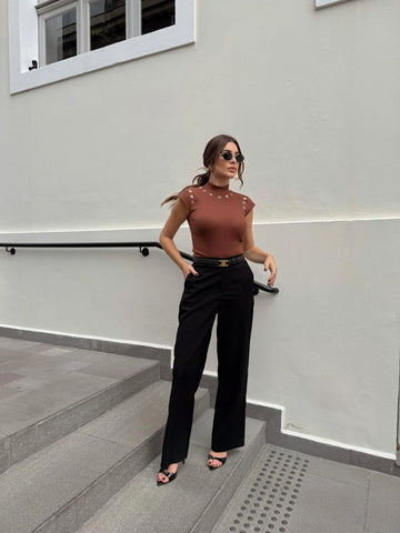 Blusa com Detalhes Lavinea Marrom