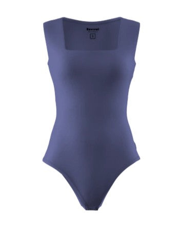 Body Angie Decote Quadrado Azul Marinho