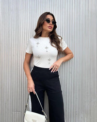 Body com Pedrarias Sarah Off White