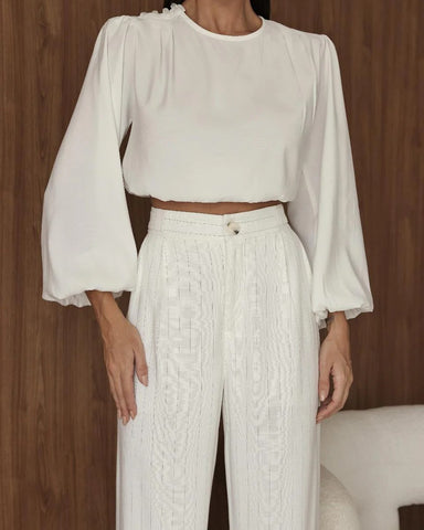 Calça Pantalona Risca Giz Luana