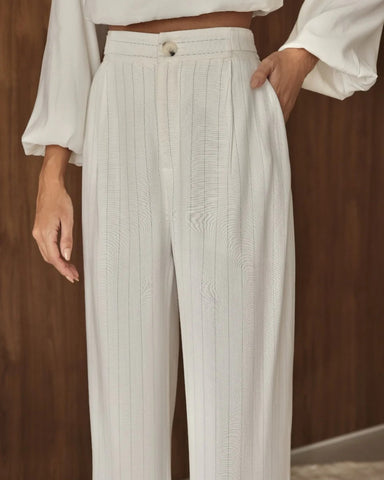 Calça Pantalona Risca Giz Luana