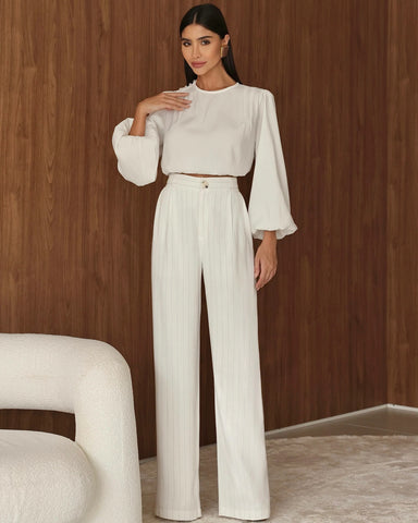 Calça Pantalona Risca Giz Luana