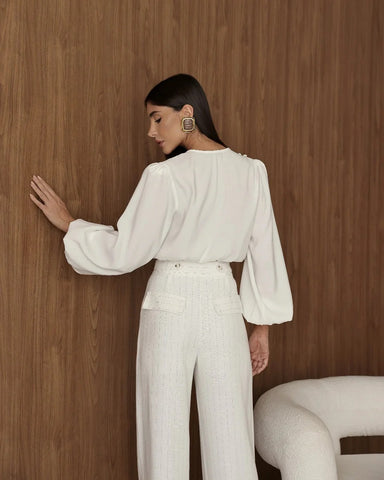 Calça Pantalona Risca Giz Luana