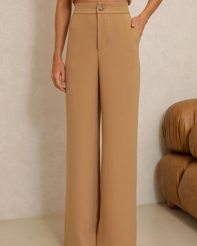 Conjunto Calça com Cropped Sophi Caramelo