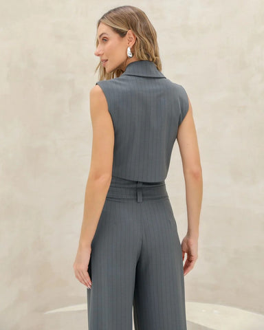 Conjunto Calça com Cropped e Cinto Amanda