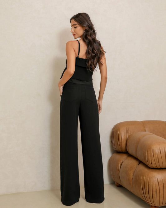 Conjunto Calça com Cropped Sophi Preto