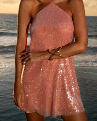 Vestido Paetê Curto Priss Rosé