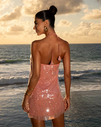 Vestido Paetê Curto Priss Rosé