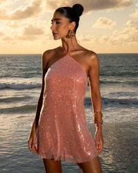 Vestido Paetê Curto Priss Rosé