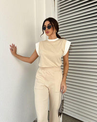 T-Shirt Bicolor Marina Areia