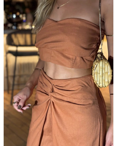Conjunto Calça e Top Gardenia Marrom