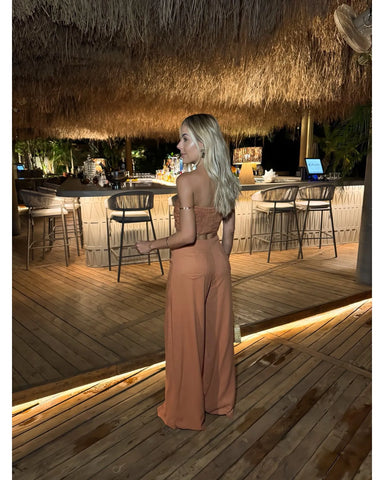 Conjunto Calça e Top Gardenia Marrom