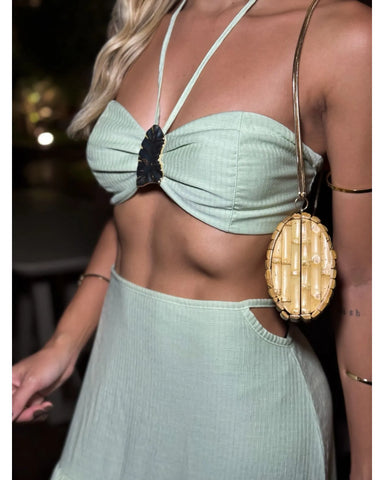 Conjunto Saia Longa e Top Eucalipto Verde Lima