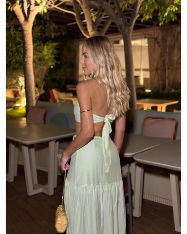 Conjunto Saia Longa e Top Eucalipto Verde Lima