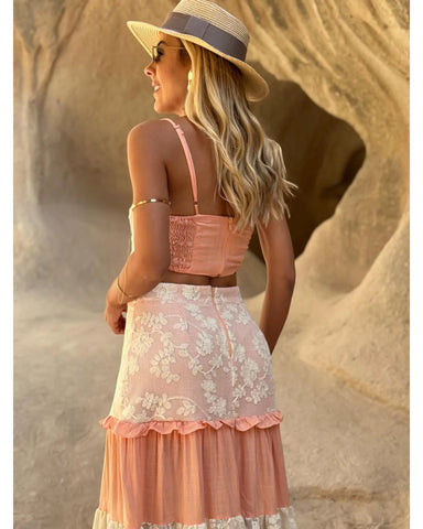 Conjunto Saia e Top Analu Salmão
