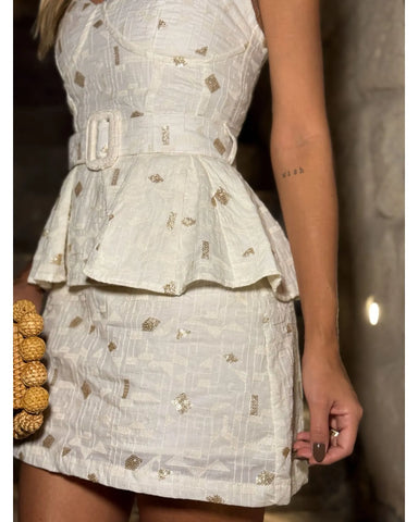 Conjunto Saia e Top Iris Creme