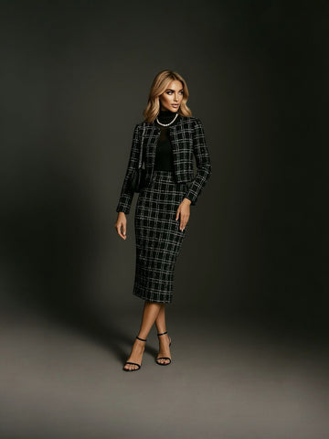 Saia Midi Tweed Soul - Preto