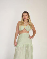 Conjunto Saia Longa e Top Eucalipto Verde Lima