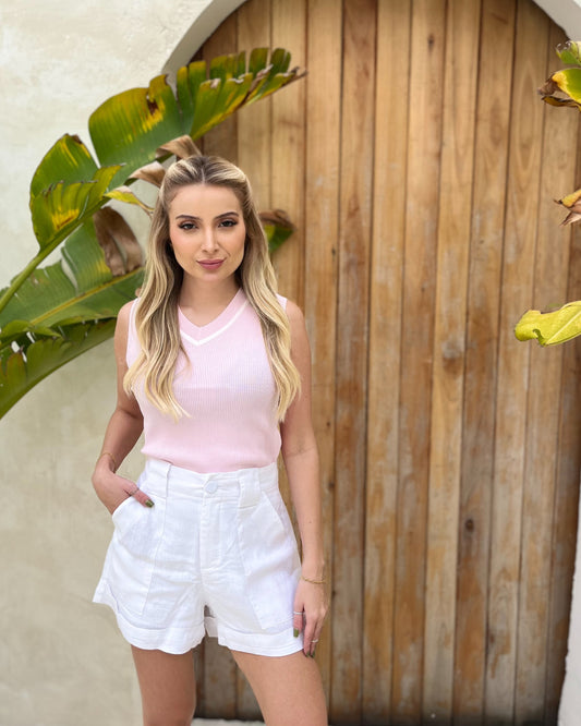 Blusa Vitória - Rosa e Branco