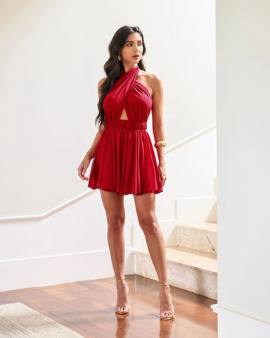 Vestido Macaquinho Frente Única Belle Vermelho