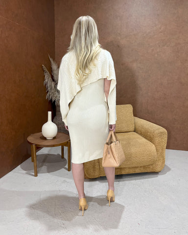 Vestido Tricot Gola Winter Areia