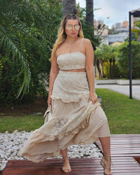 Conjunto Saia e Top Analu Cru