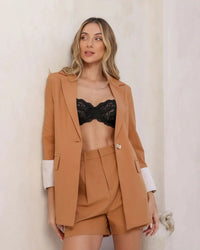 Shorts Alfaiataria Modelli Caramelo