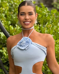 Vestido Midi Tricot Rosalina Azul