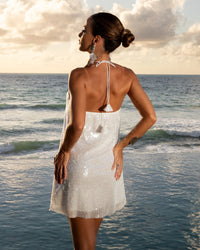 Vestido Paetê Curto Priss Branco